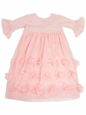 Haute Baby Girl Peach Blossom Take Me Home Gown 0-3M Pink Lace Tulle Floral NWT